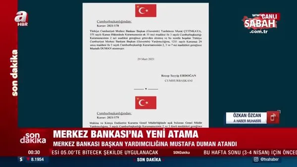 TCMB Başkan Yardımcısı Mustafa Duman oldu | Video