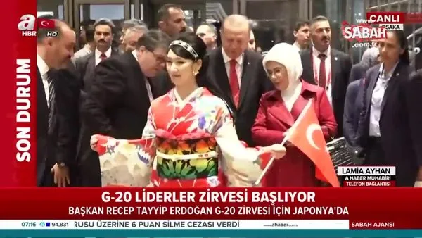 Cumhurbaşkanı Erdoğan'a Osaka'da sürpriz karşılama