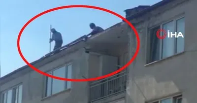 Bursa’da binanın çatısında yüreği ağza getiren skandal görüntüler | Video