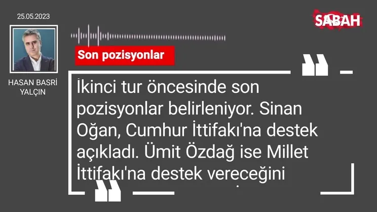 Hasan Basri Yalçın | Son pozisyonlar