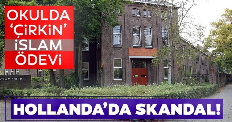 Hollanda’da bir skandal daha! Okulda İslam’ı şiddet dini olarak gösteren ödev verdiler