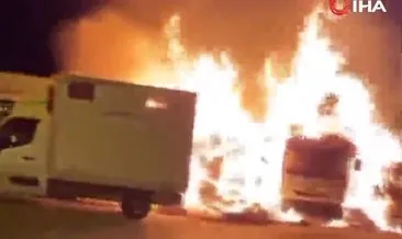 İstanbul’da Veliefendi Hipodromu önündeki 5 araçta yangın