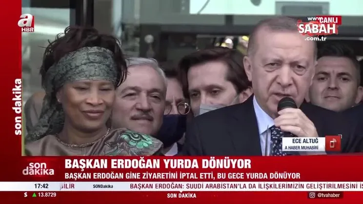 Son dakika! Gine ziyaretini iptal eden Başkan Erdoğan yurda dönüyor | Video