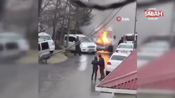 Beykoz’da okul servisi alev alev yandı | Video