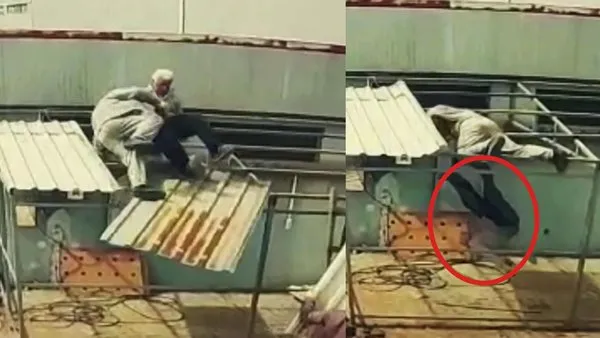 Bursa'da inşaat işçisi 4 metre yükseklikten düştü! O anlar kamerada | Video