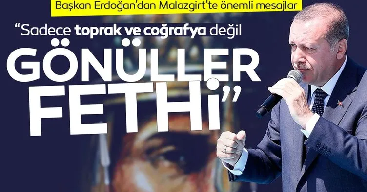 Başkan Erdoğan Malazgirt’te konuştu: Kimse kararlılığımızı test etmesin