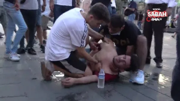 Taksim Meydanı’nda yere yığılan kalp hastası gence ilk müdahaleyi vatandaşlar yaptı | Video