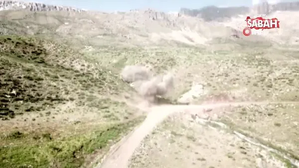 Siirt'te terör örgütü mensuplarınca yola tuzaklanmış anti tank mühimmatı böyle imha edildi