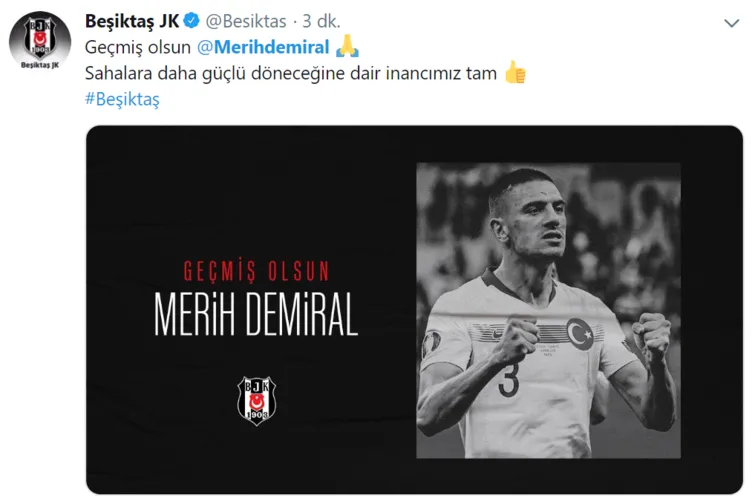 Dev kulüpler ve futbolculardan Merih Demiral’a geçmiş olsun mesajları!