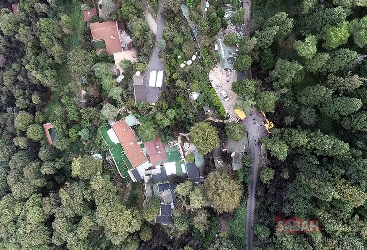 Adnan Oktar’ın villasında yıkılan bölümler havadan fotoğraflandı