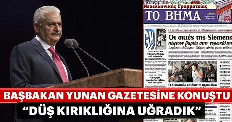 Başbakan Binali Yıldırım, Yunan gazetesine konuştu