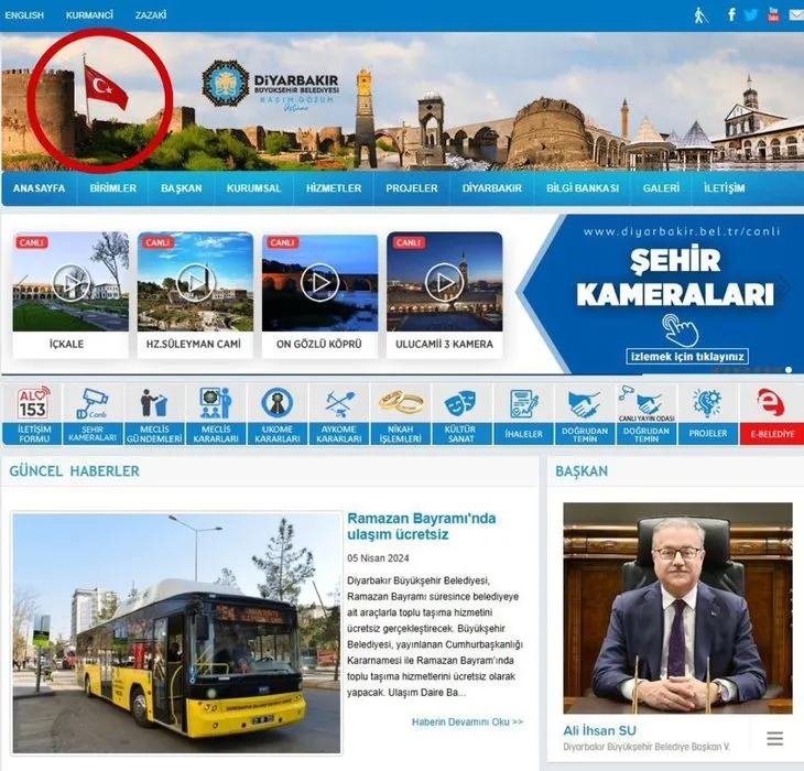 Diyarbakır’da DEM Parti’den Türk bayrağı hazımsızlığı: Önce belediyeden sonra internet sitesinden kaldırdılar!