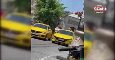Laleli’de dakikalarca süren taksici kavgası kamerada | Video