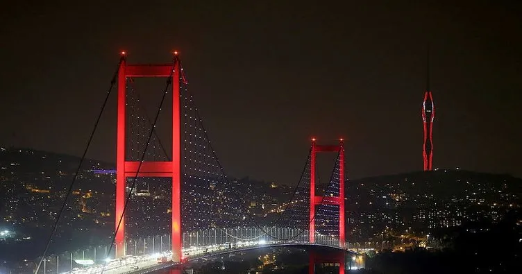 Çamlıca Kulesi’ne ışıklarla Türkiye ve Azerbaycan bayrakları yansıtıldı