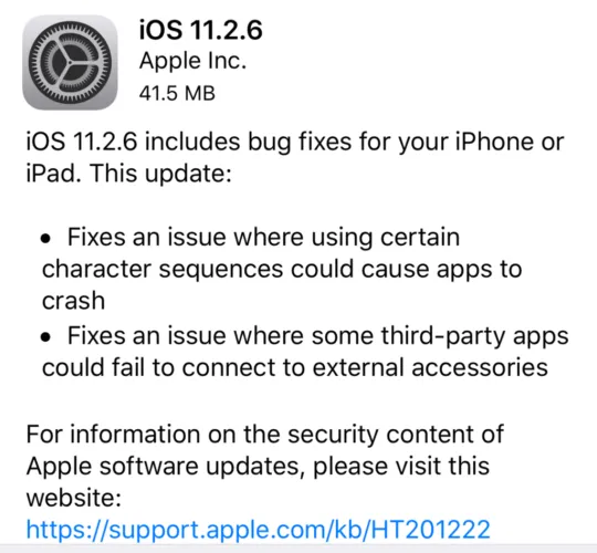 iOS 11.2.6 güncellemesi yayınlandı!