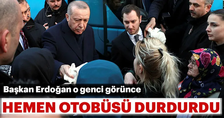 Başkan Erdoğan kendisine seslenen engelli genç için aracını durdurdu