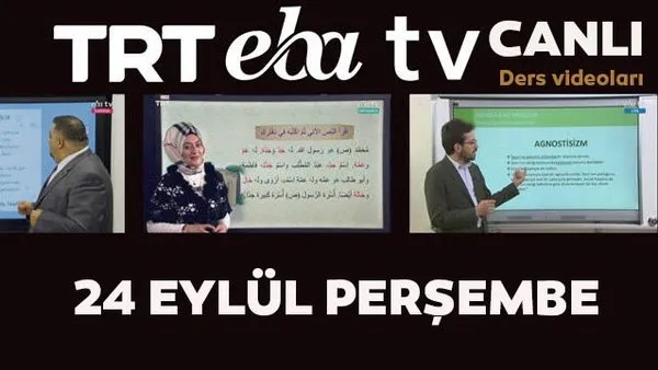 TRT EBA TV izle! (24 Eylül Perşembe) Ortaokul, İlkokul, Lise dersleri 'Uzaktan Eğitim' canlı yayın... EBA TV ders programı | Video
