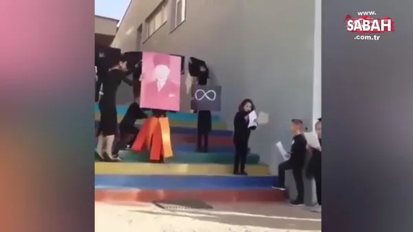 Rezalet görüntüler! Çocukları Atatürk'ün posteri önünde secde ettirdiler