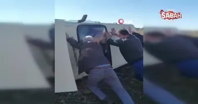 Vatandaşlar takla atan aracı elleriyle düzelterek yaralıyı kurtardı | Video