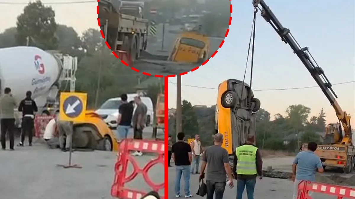 Arnavutköy’de korkunç kaza! Taksi İSKİ ekiplerinin açtığı çukura düştü: Sürücü tam 1,5 saat boyunca… haber görseli
