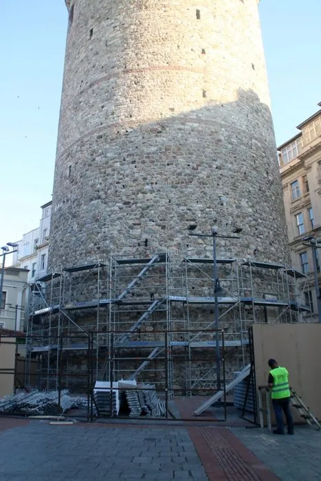 Galata Kulesi’nde restorasyon havadan görüntülendi