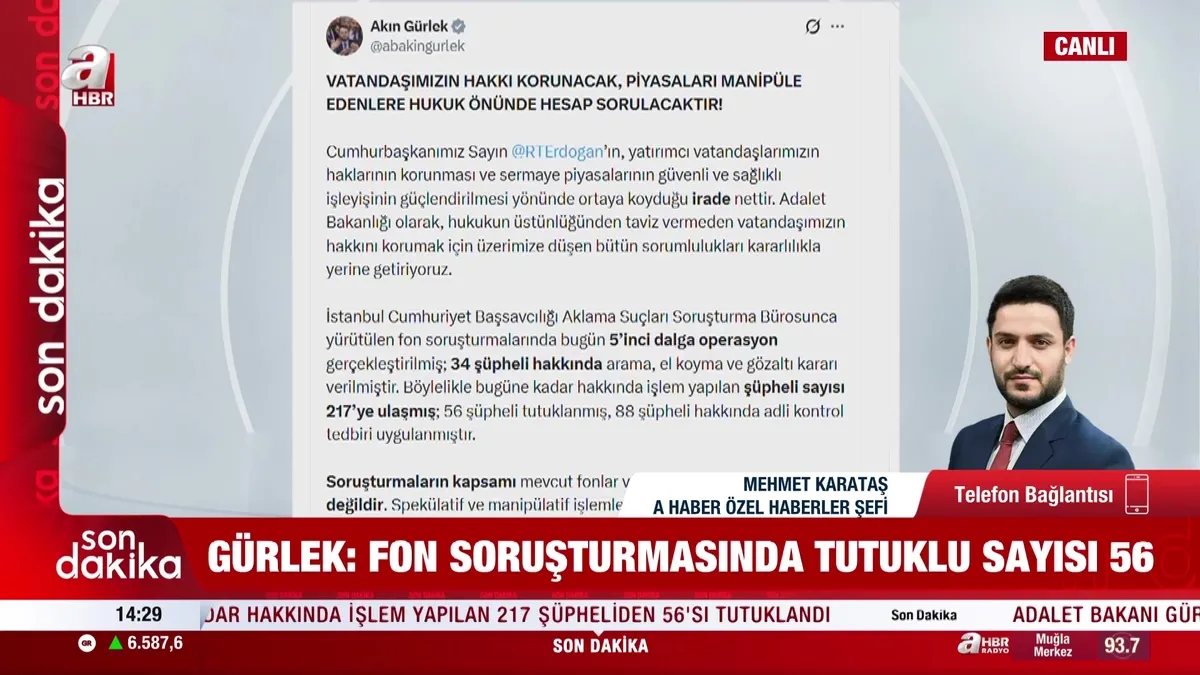 Bakan Gürlek açıkladı: Fon soruşturmasında 5. dalga operasyon! 34 şüpheli hakkında gözaltı kararı | Video