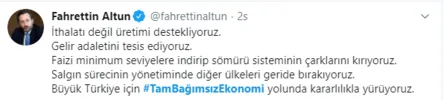 Sosyal medyada Hazine ve Maliye Bakanı Berat Albayrak’ın sözlerine dev destek #TamBağımsızEkonomi