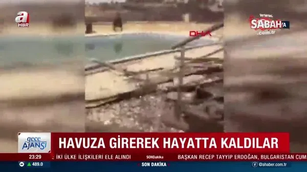 6 kişilik aile havuza girerek yangından kurtuldu | Video