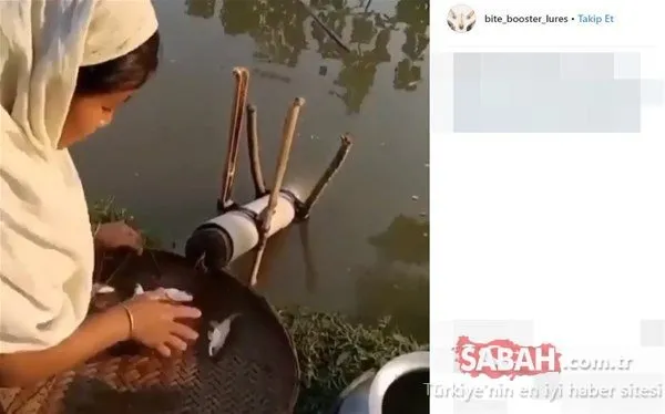 Öyle bir tuzak kurdu ki... İlginç balık avlama yöntemi!