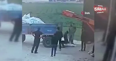 Mardin’de 50 kiloluk gübre torbasının çiftçinin üzerine düştüğü anlar kamerada | Video