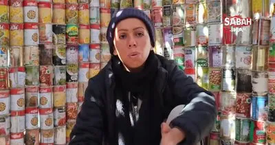 Gazze’de yerinden edilenler için 3 bin boş konserve kutusundan çadır yaptı | Video