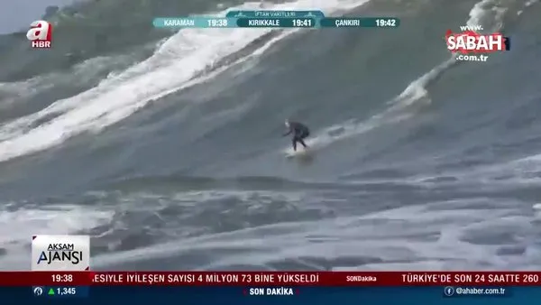 Çılgın sörfçü 5 metrelik dalgalar üzerinde sörf yaptı | Video