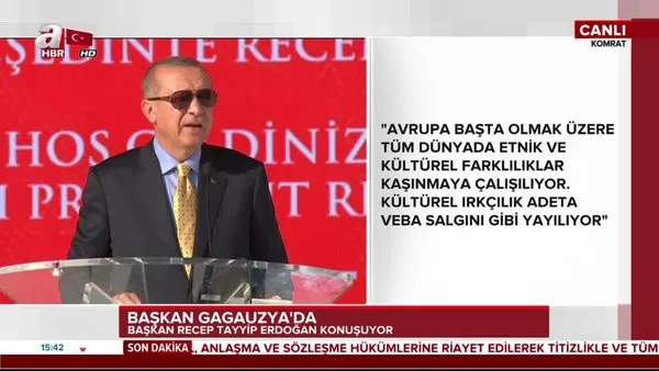 Cumhurbaşkanı Erdoğan, Gagauz Türklerine hitap etti