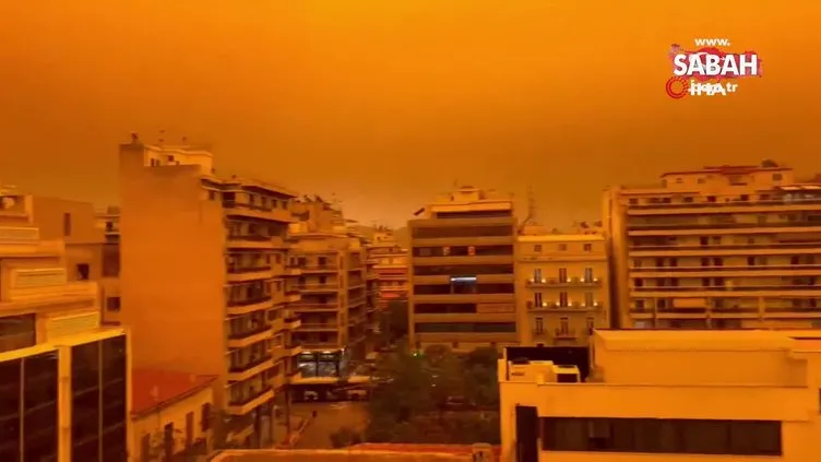 Sahra’dan gelen çöl tozu Atina’yı turuncuya boyadı | Video