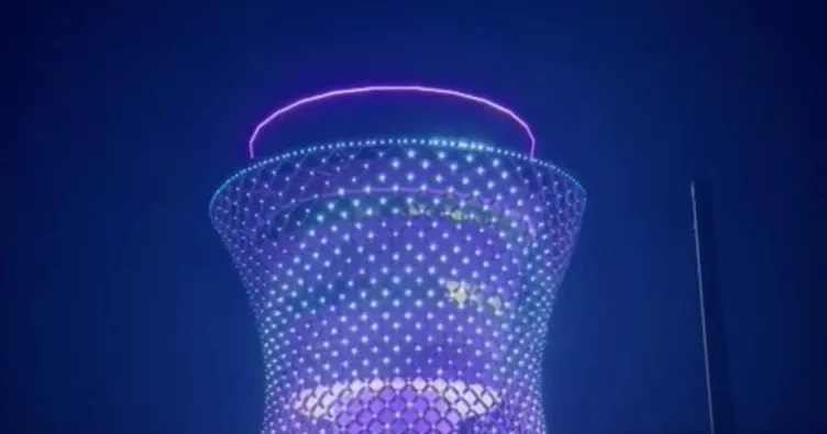 Kule ışıklandı, ilçe renklendi