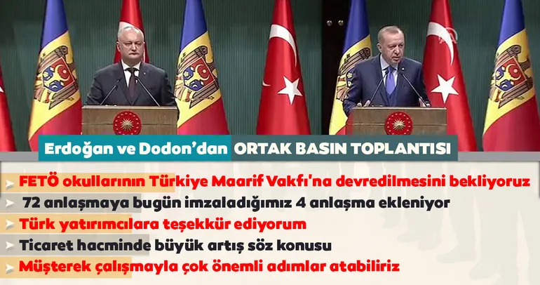 Cumhurbaşkanı Erdoğan: Moldova’daki FETÖ okullarının Türkiye Maarif Vakfı’na devredilmesini bekliyoruz