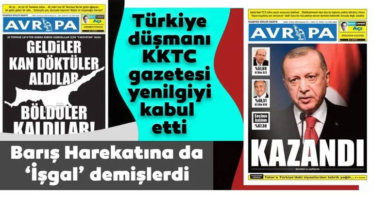 KKTC’de yayımlanan Türkiye düşmanı gazete Ersin Tatar’ın galibiyetini böyle gördü!