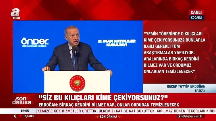 Cumhurbaşkanı Erdoğan'dan 'teğmenler' açıklaması! Bu kılıçları kime çekiyorsunuz?