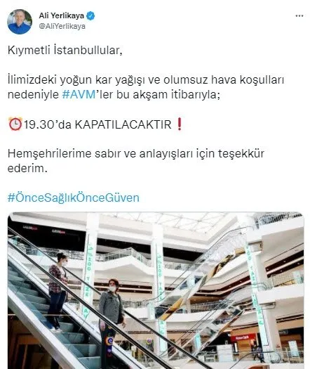 AVM’ler kaçta kapanıyor, kaçta kapanıyor ve bugün saat kaça kadar açık? İstanbul AVM çalışma saatleri 2022