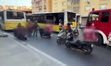 İETT otobüsü motosikletle seyreden aileye çarptı 3 kişi yaralandı! #istanbul