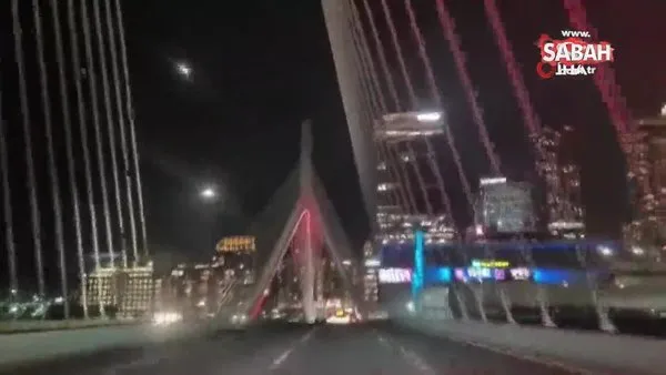 Boston'un sembol köprüleri kırmızı beyazla ışıklandırıldı | Video
