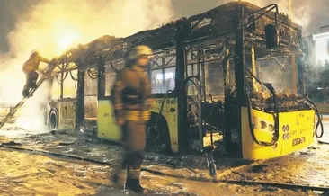 İETT otobüsü alev alev yandı