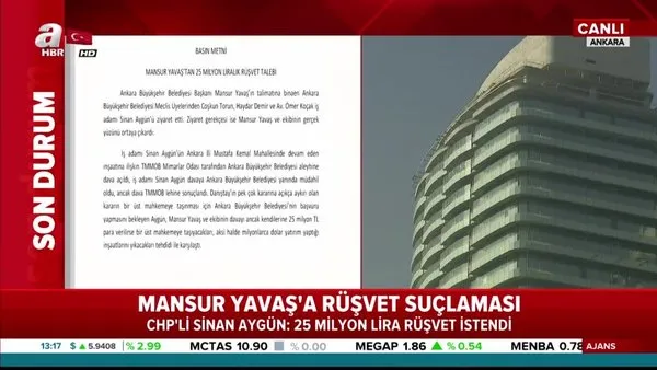 CHP'li Sinan Aygün'den Mansur Yavaş'a 25 Milyon TL'lik rüşvet suçlaması!