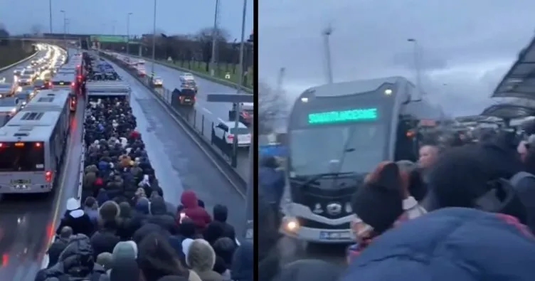 İstanbul’da metrobüs arızalandı seferler aksadı! İşe giden vatandaşlar isyan etti!