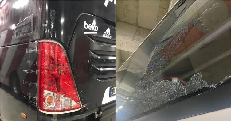 Beşiktaş kafilesine taşlı saldırı! Takım otobüsünün camları kırıldı...