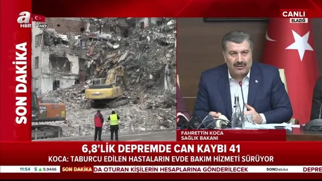 Sağlık Bakanı Fahrettin Koca'dan Elazığ'da deprem bölgesinde açıklama (28 Ocak 2020 Salı)