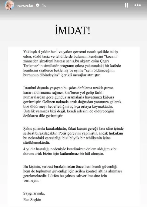 ‘Seni öldüreceğim’ mesajlarıyla tehdit ediliyordu! Ece Seçkin son gelişmeyi duyurdu: İşte verilen karar...