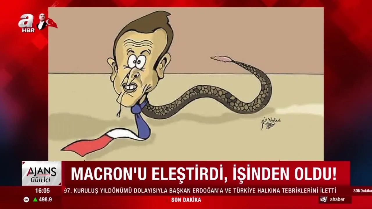 fransa cumhurbaskani macron u elestiren karikaturist issiz kaldi video