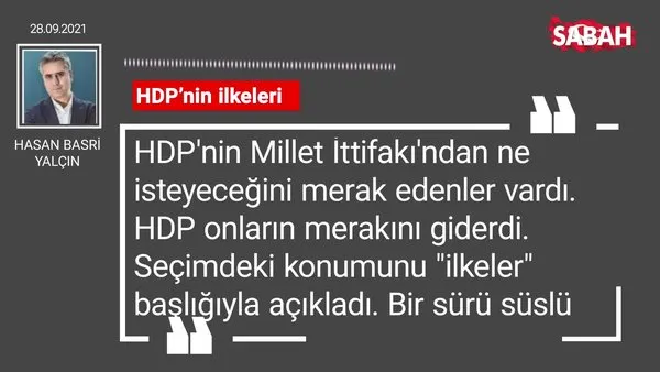 Hasan Basri Yalçın | HDP’nin ilkeleri