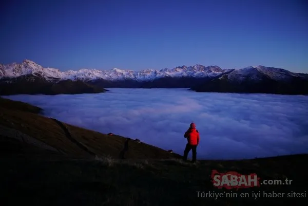 Bulut denizi için Kaçkarlar'da nöbet tutuyorlar